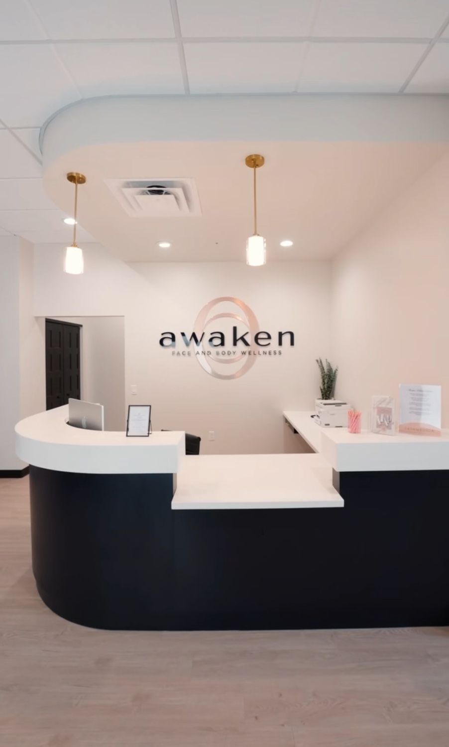 Waiting room and front counter to medical spa in St. Louis
