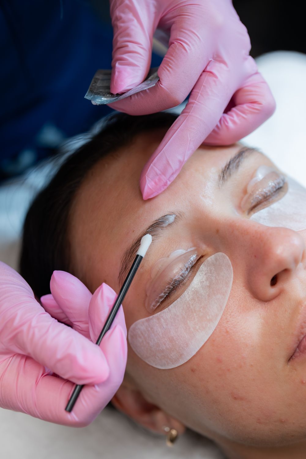 lash lift patient model receiving treatment