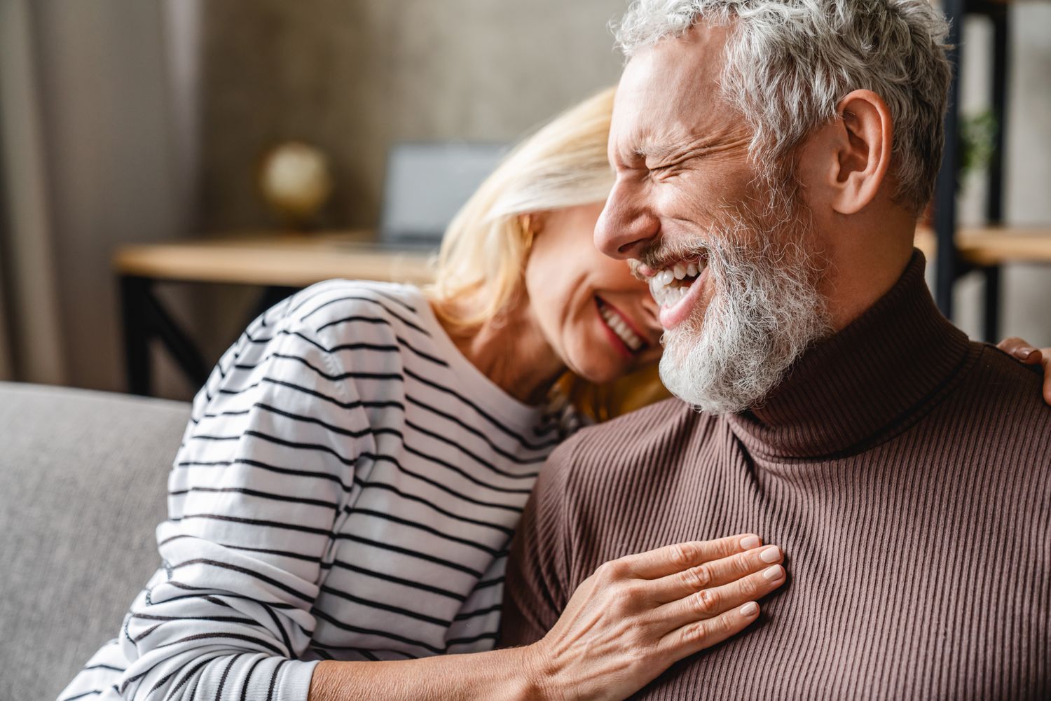 sexual health clinic patient models enjoying a joyful moment together.
